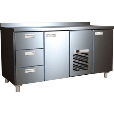 Холодильный стол T70 M3-1 (3GN/NT Carboma) с бортом (0430-2 корпус нерж 2 двери 3 ящ)