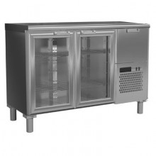 Холодильный стол Carboma T57 M2-1-G 9006-19 корпус серый, без борта, планка (BAR-250С)
